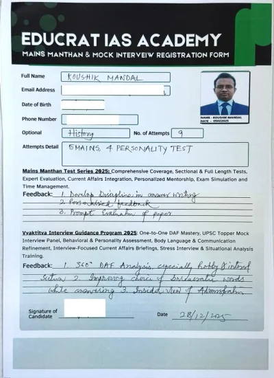 Koushik Mandal Registration Form